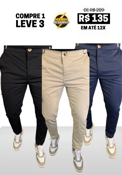 Calça Alfaiataria Mônaco Ajuste Catraca - Compre 1 Leve 3